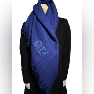 Christian Dior Cobalt Blue Wool Scarf - Authentic